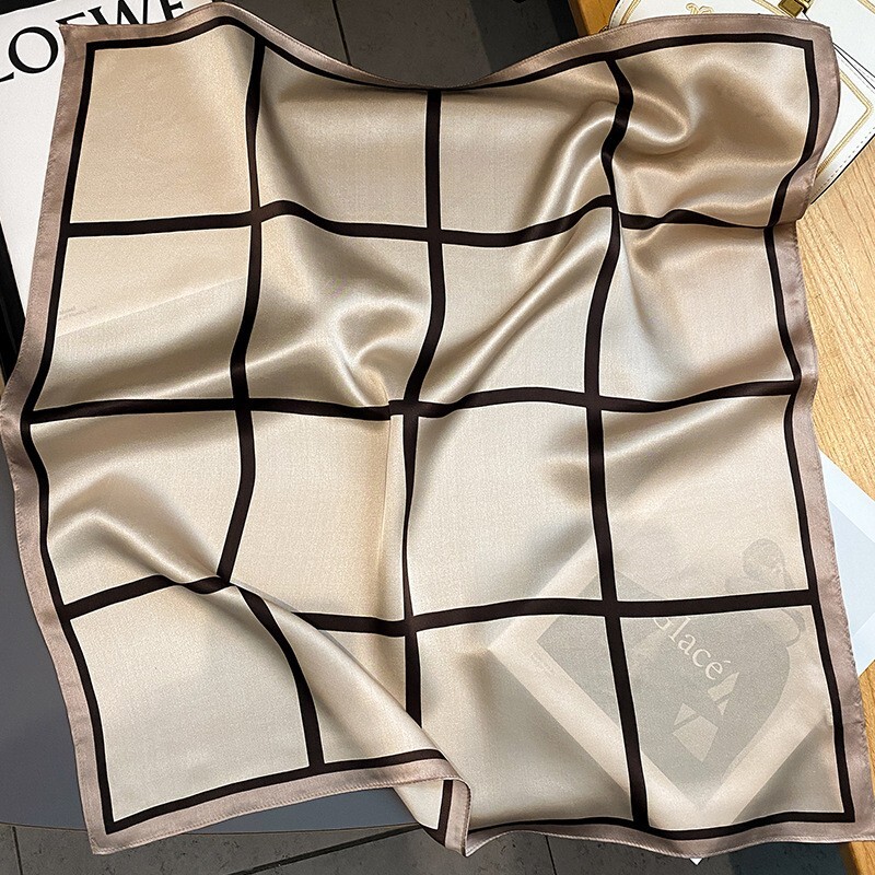 100% Mulberry Silk 27″ Square Scarf Women Neckerchief Wrap Fashion Design Check