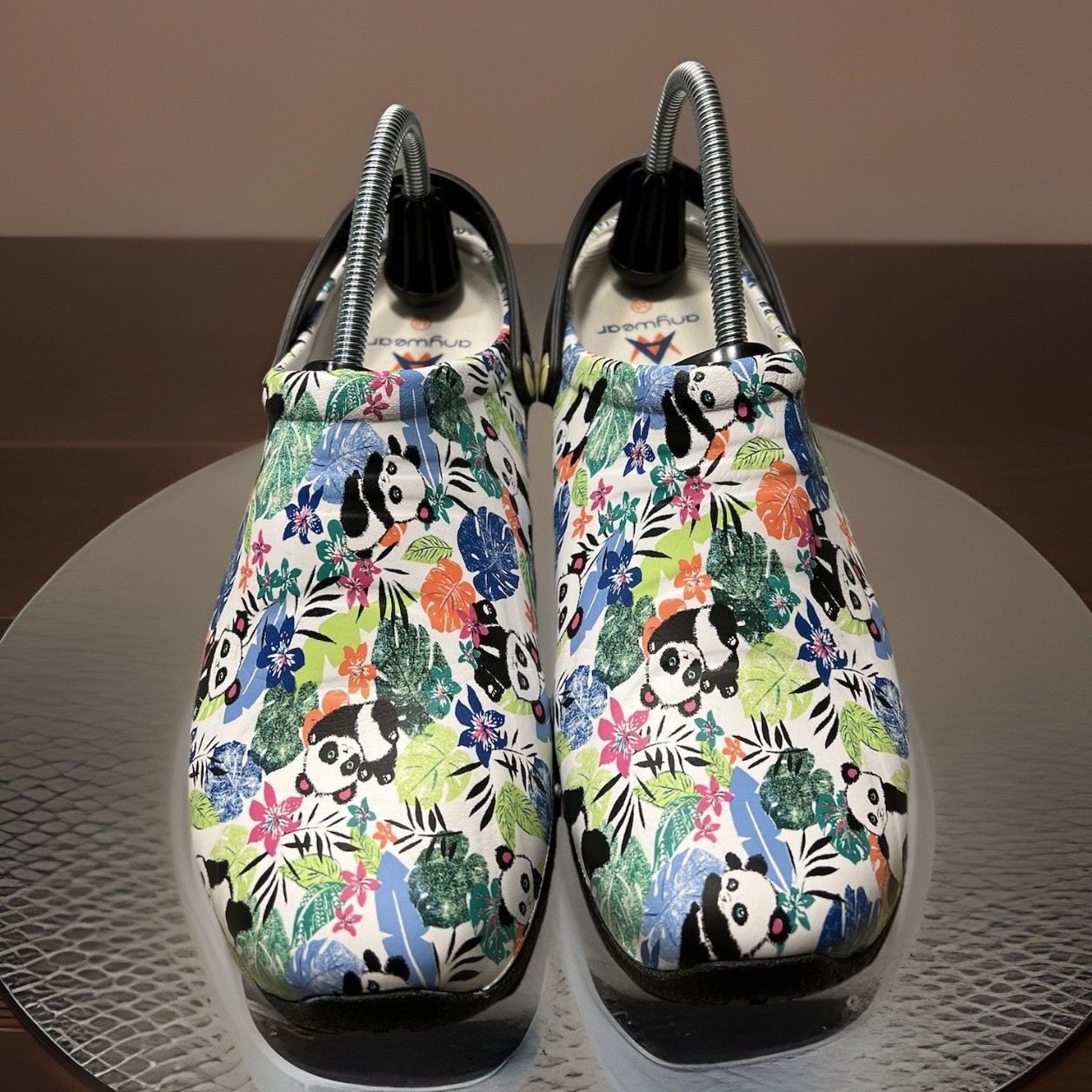 ANYWHERE CLOGS SHOES WOMEN 10 Floral Panda SLIP RESIST Back Strap Work Leisure