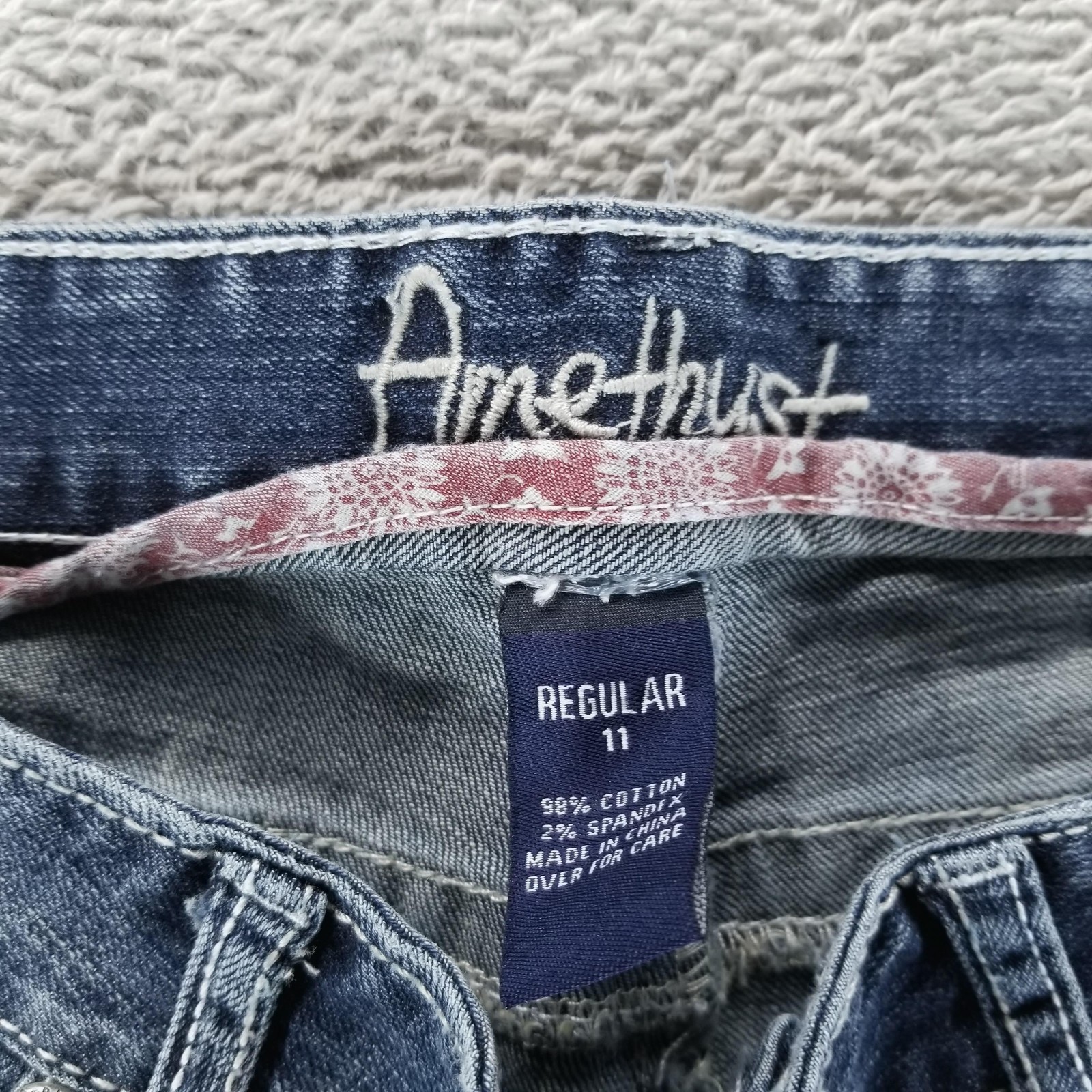 Amethyst Jeans Womens 11 Blue Bootcut Low Rise Stretch Medium Wash Embroidered