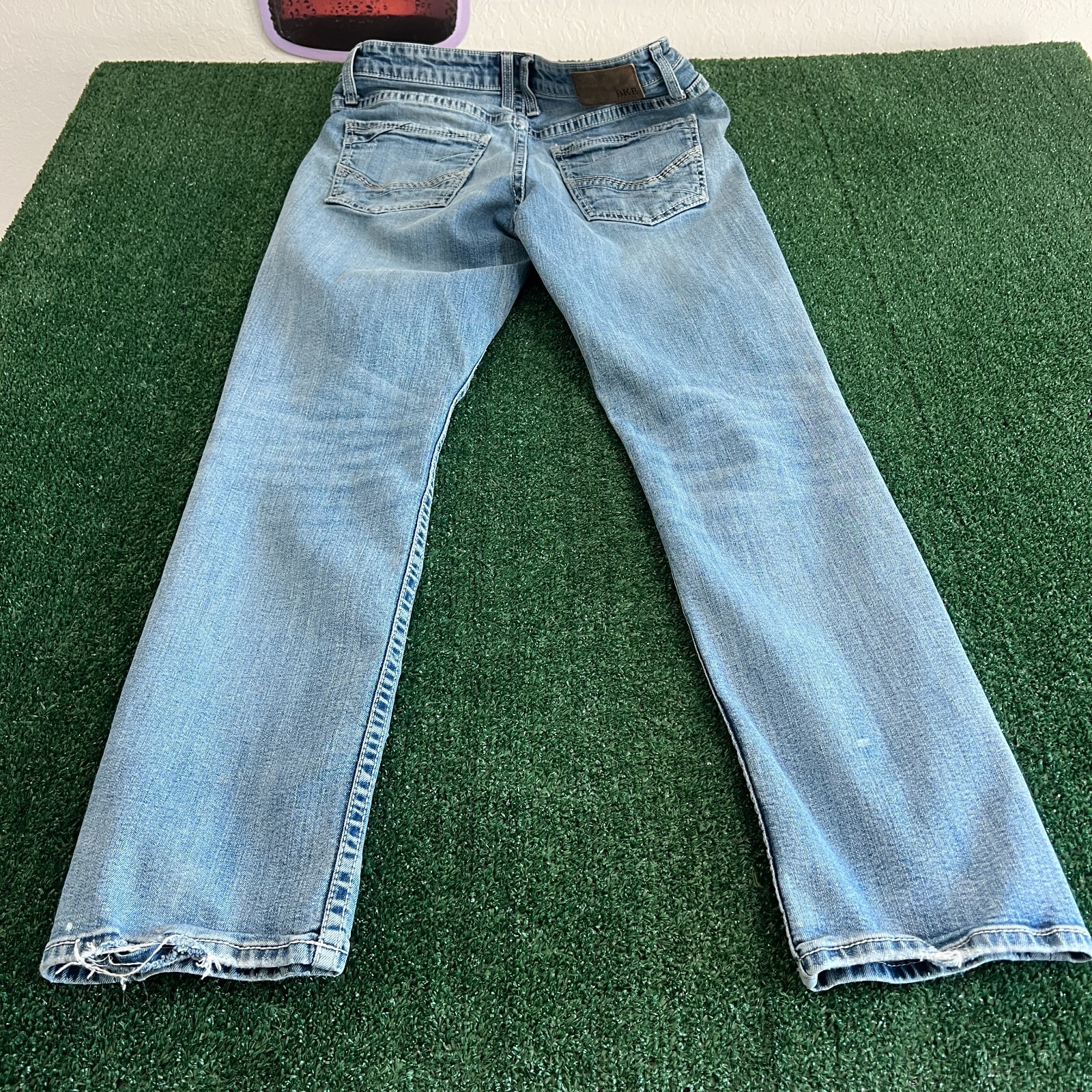BKE Jake Straight Leg Distressed Stretch Mens 32×31″ Jeans Blue Ripped Slim