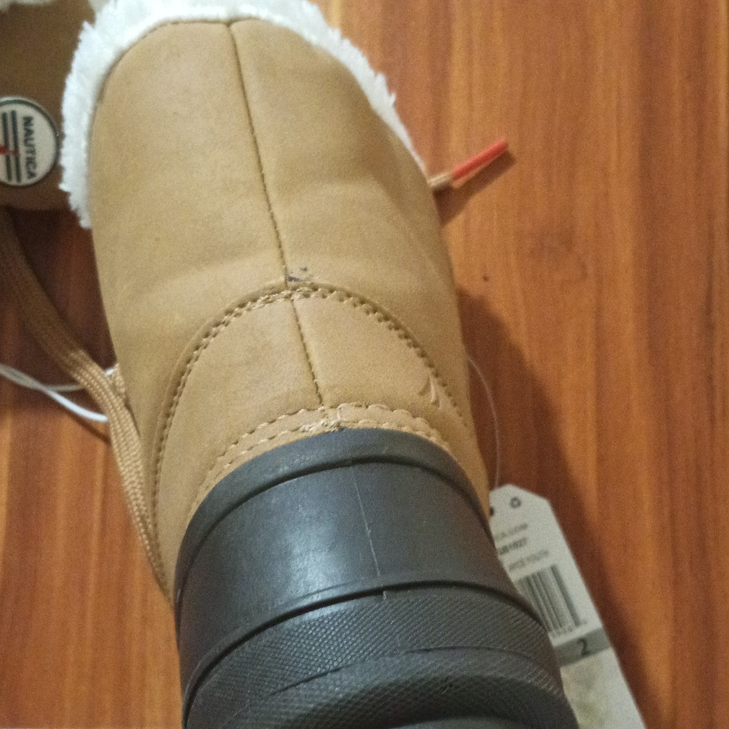 Nautica Ayce Youth Boys Snow Boots Tan/Gray Lace Up Faux Fur Lined Size 2M