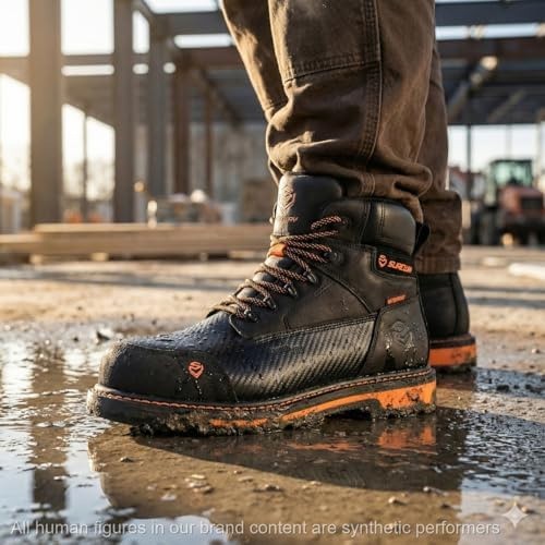 SUREWAY Men’s 6″ Waterproof Soft/Composite Toe Work Boots – Crazy Horse Leath…