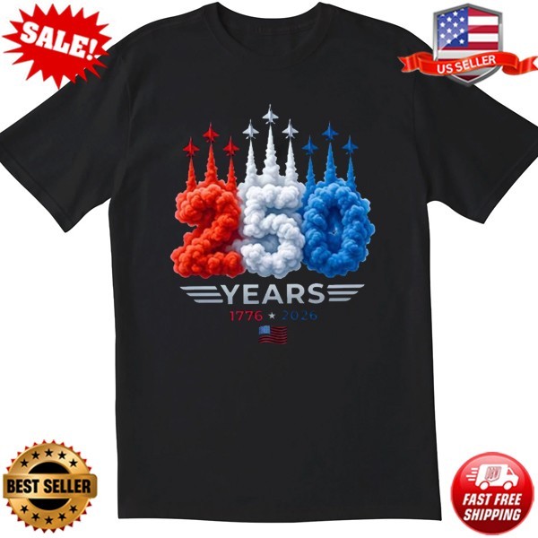 Red White Blue Smoke Jet USA 250 Years Shirt, 1776-2026 America T-Shirt S-3XL