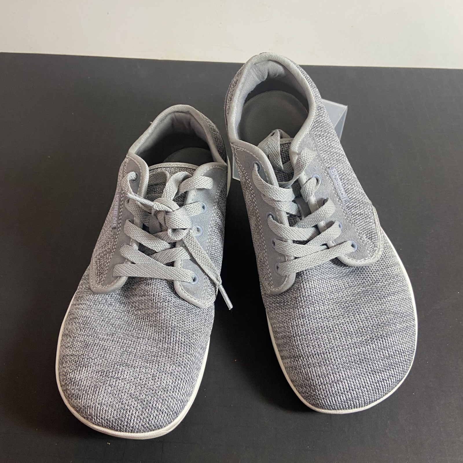 HOBIBEAR Wide Toe Box Barefoot Shoes Gray Knitted Fabric Upper Mens Size 10