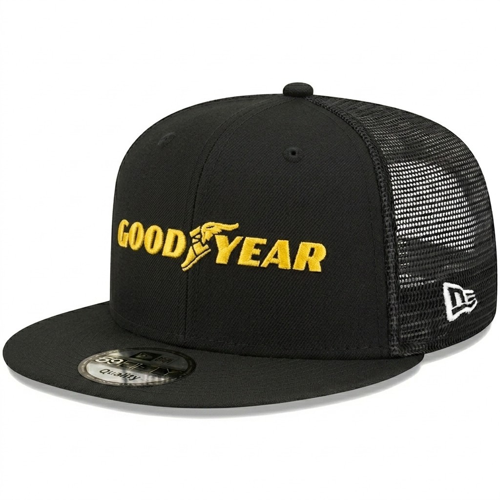 Goodyear Racing Tires Logo Snapback Hat Adjustable Mesh Back Trucker Cap