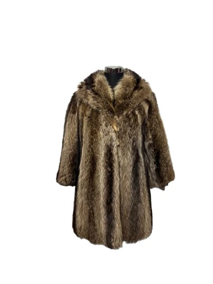 Vintage Brown Groundhog Fur Coat