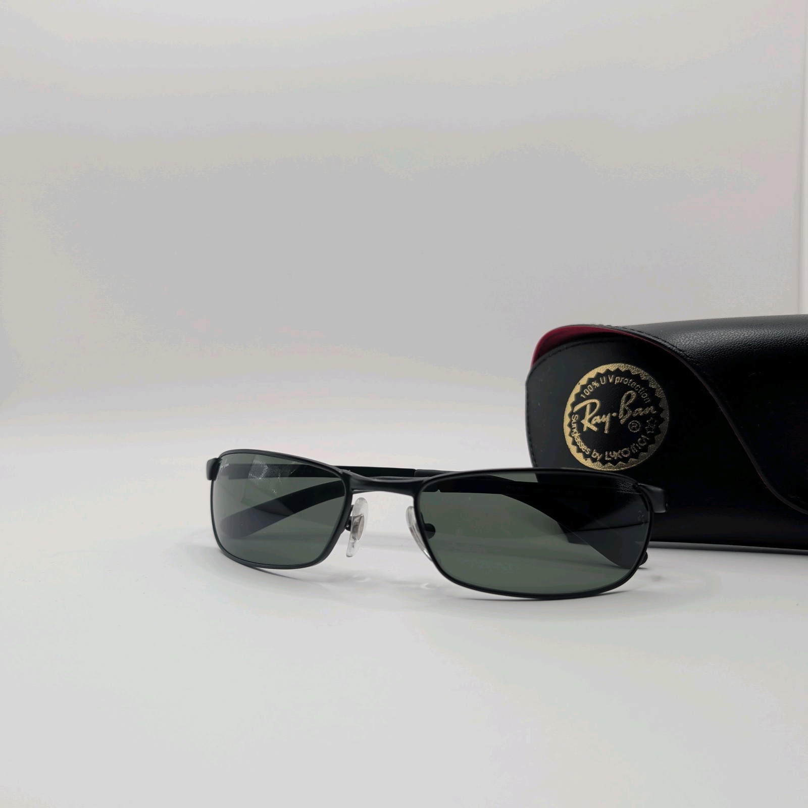 Vintage Ray-Ban RB3190 FLIGHT 006 Black Rectangle Sunglasses 58mm Italy