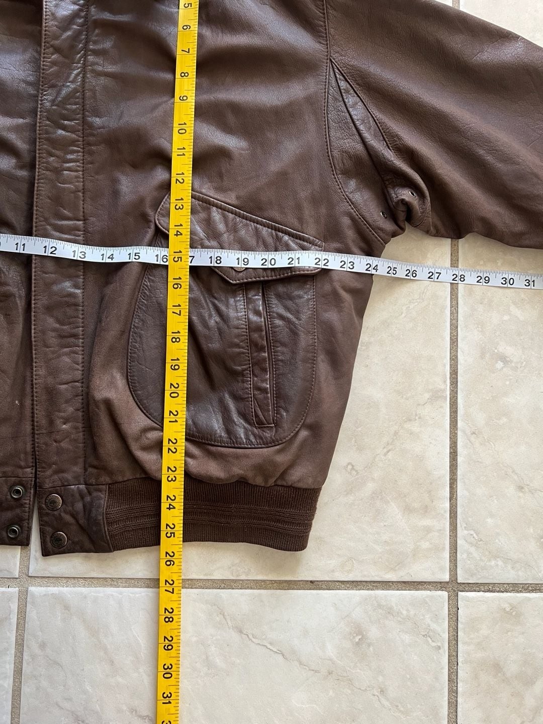 Vintage Roundtree & Yorke Brown Leather A-2 Bomber Jacket with Map Lining