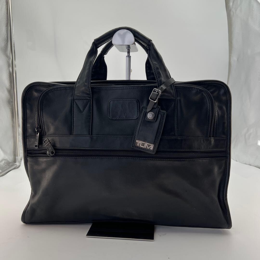 Tumi 907D3 Genuine Leather Briefcase Black A4 Business Bag Zipper Men 39cm