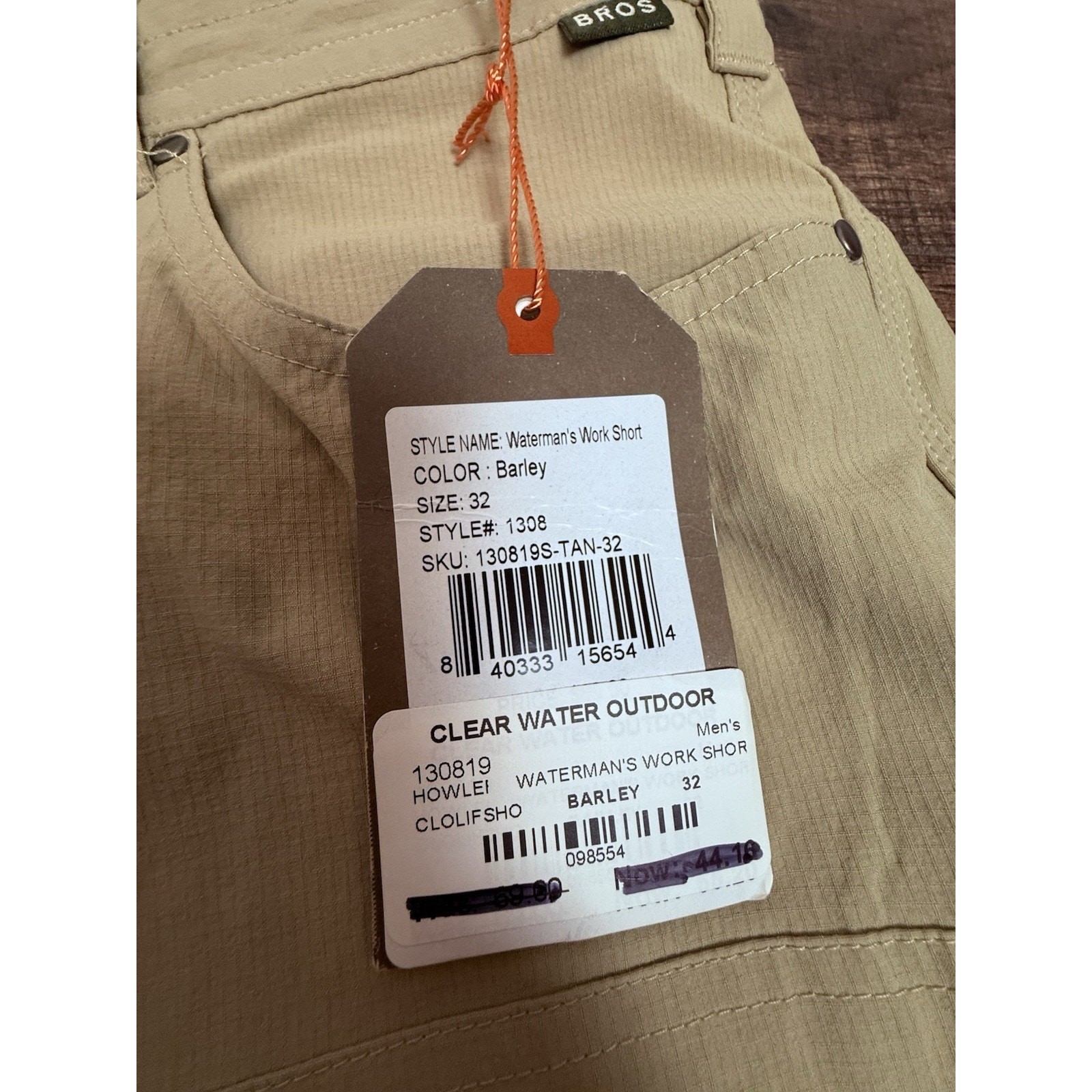 Howler Bros Watermans Work Shorts Mens 32 Barley Tan Cargo Quick Dry Outdoor NWT