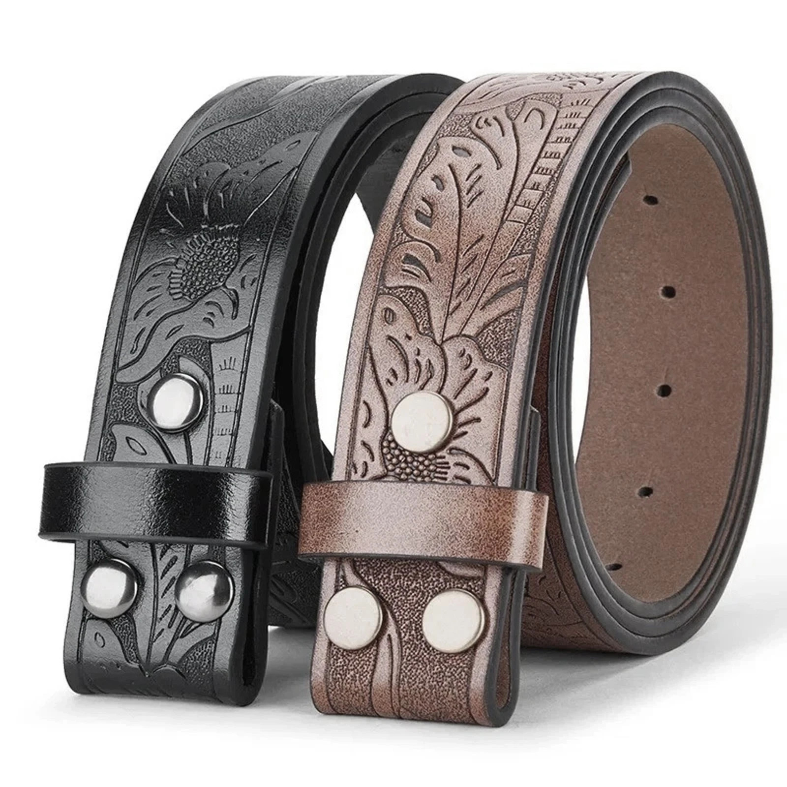 Western Belt Handmade Strap Men’s Full Grain Leather No Buckle Cowboy Rodeo Belt