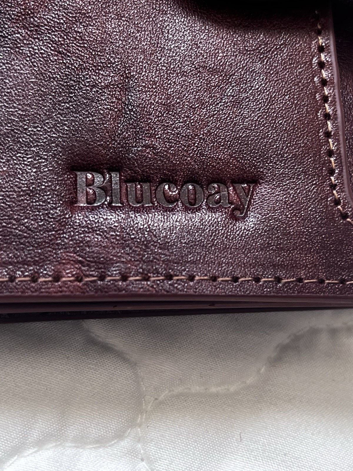 Blucoay brown folding wallet, flower button accent, zippered coin pocket, women