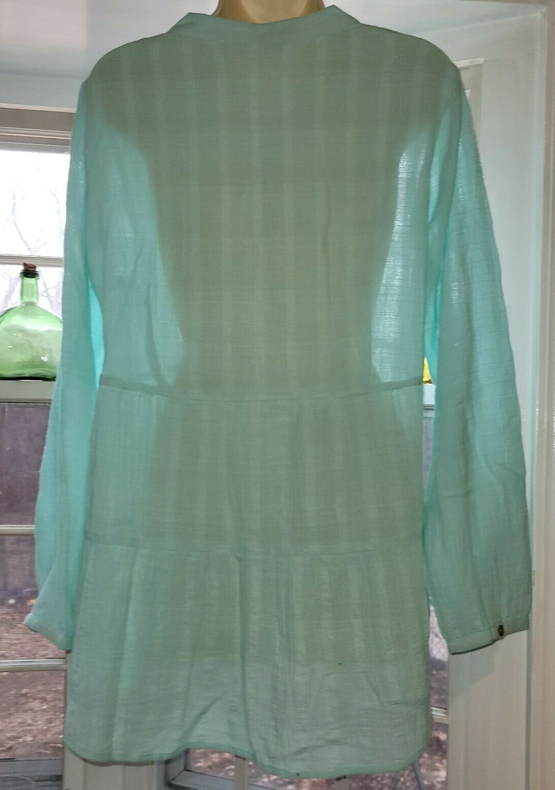 Soft Surroundings Gloria Gauze Henley Tunic Top Clearwater Blue 2DC07 M 10-12