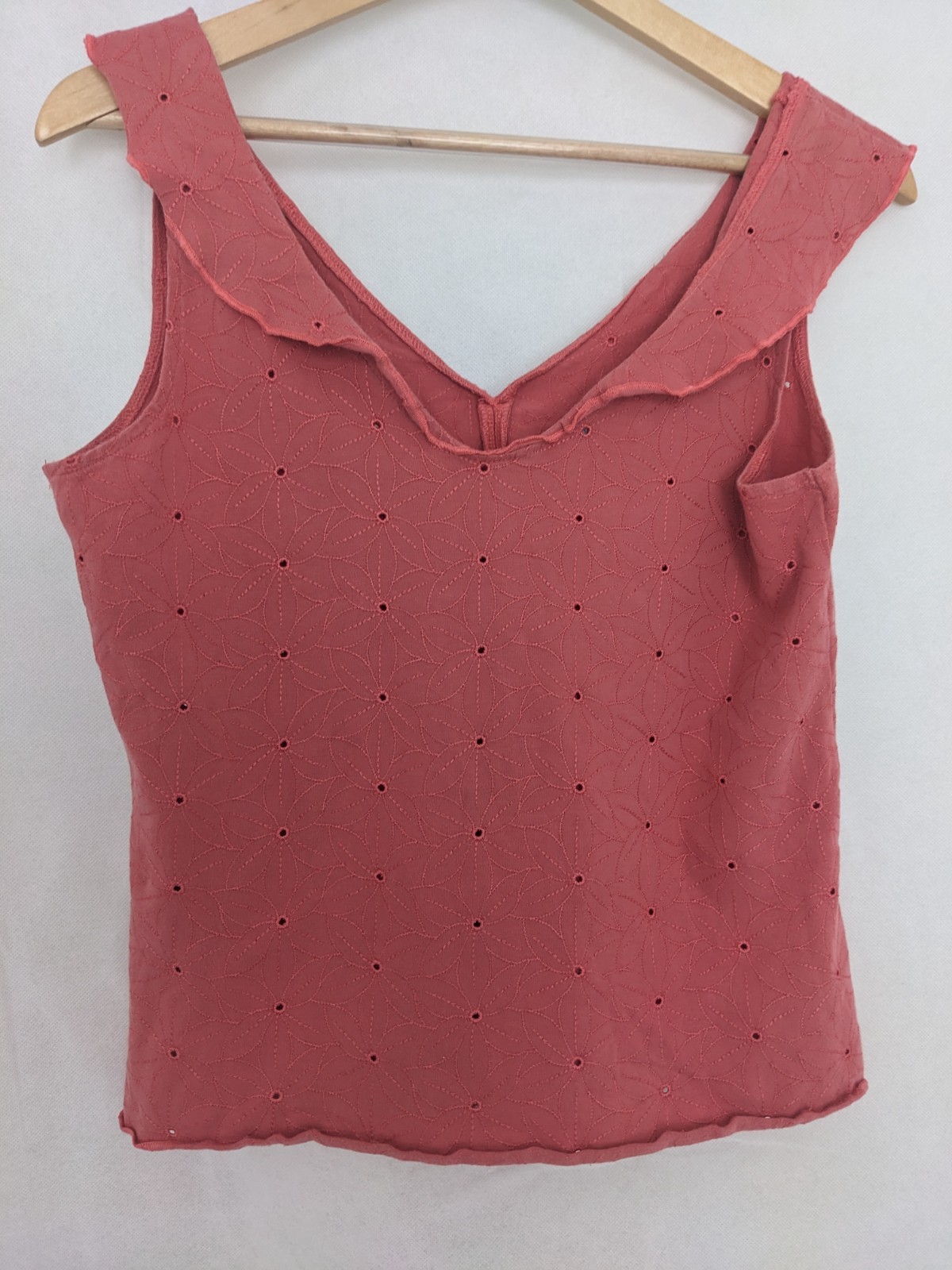 Per Una Petal Hole Floral Collared Top Ladies Pink Size 14 Pullover Casual Party