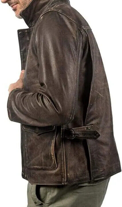 Indiana Jones Harrison Ford Classic Genuine Distressed Cowhide Leather Jacket