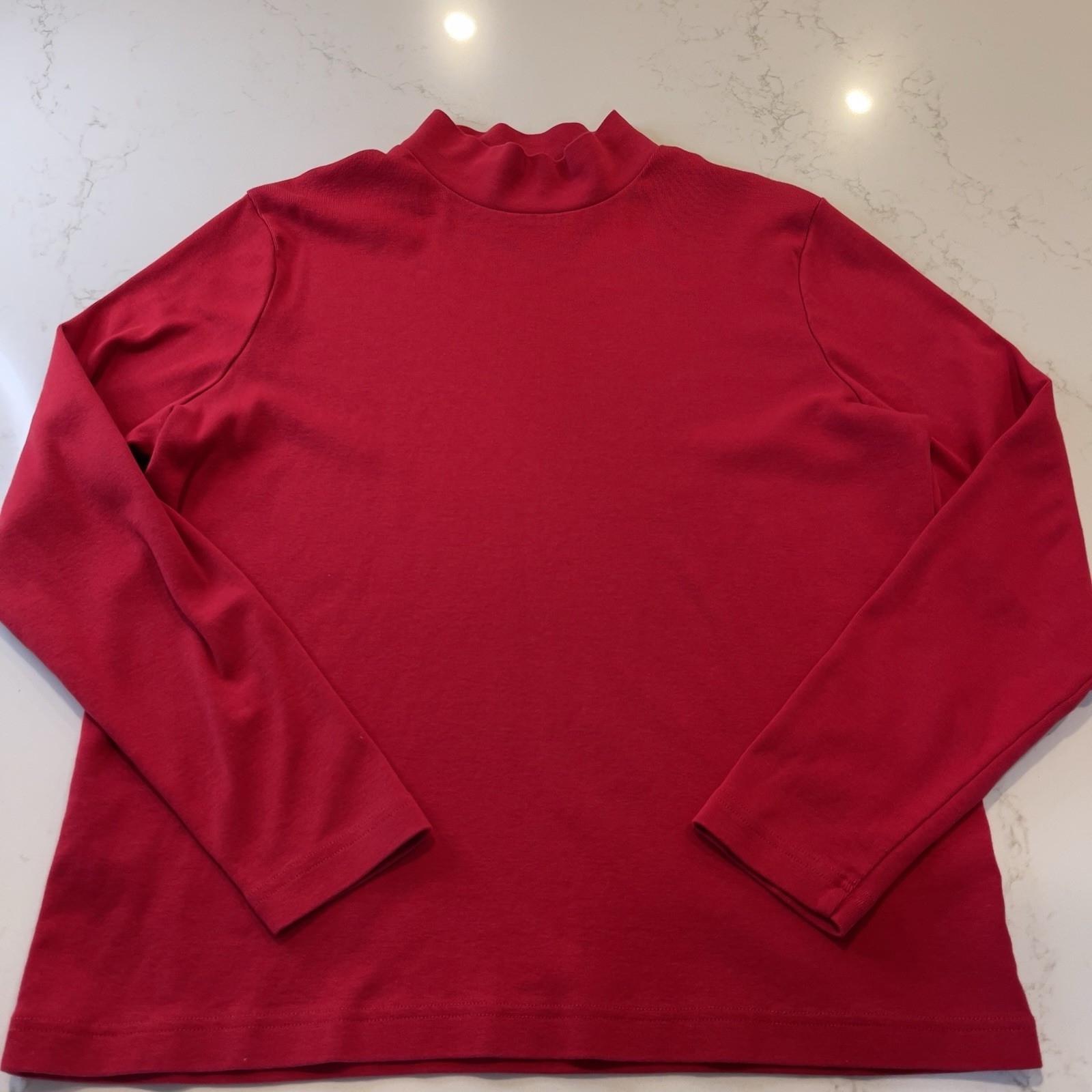 Kim Rogers Large Mock Turtleneck Knit Top Long Sleeve Red Classic Holiday