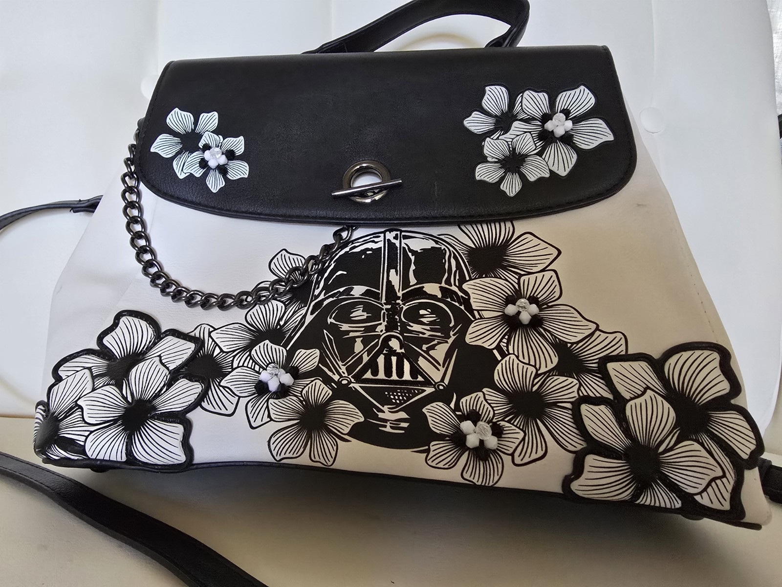 Our Universe Star Wars Darth Vader Floral Sketch Handbag Purse Black White