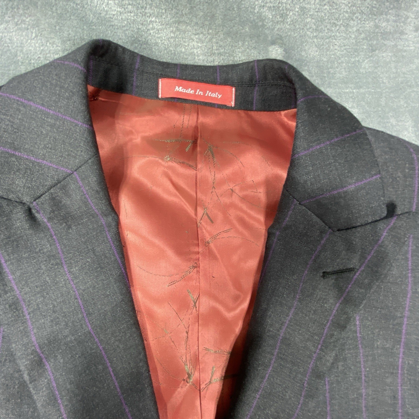 Tiglio Rosso 3 Piece Suit 36L Striped 150s Wool Blazer Vest Pleat Pants Italy