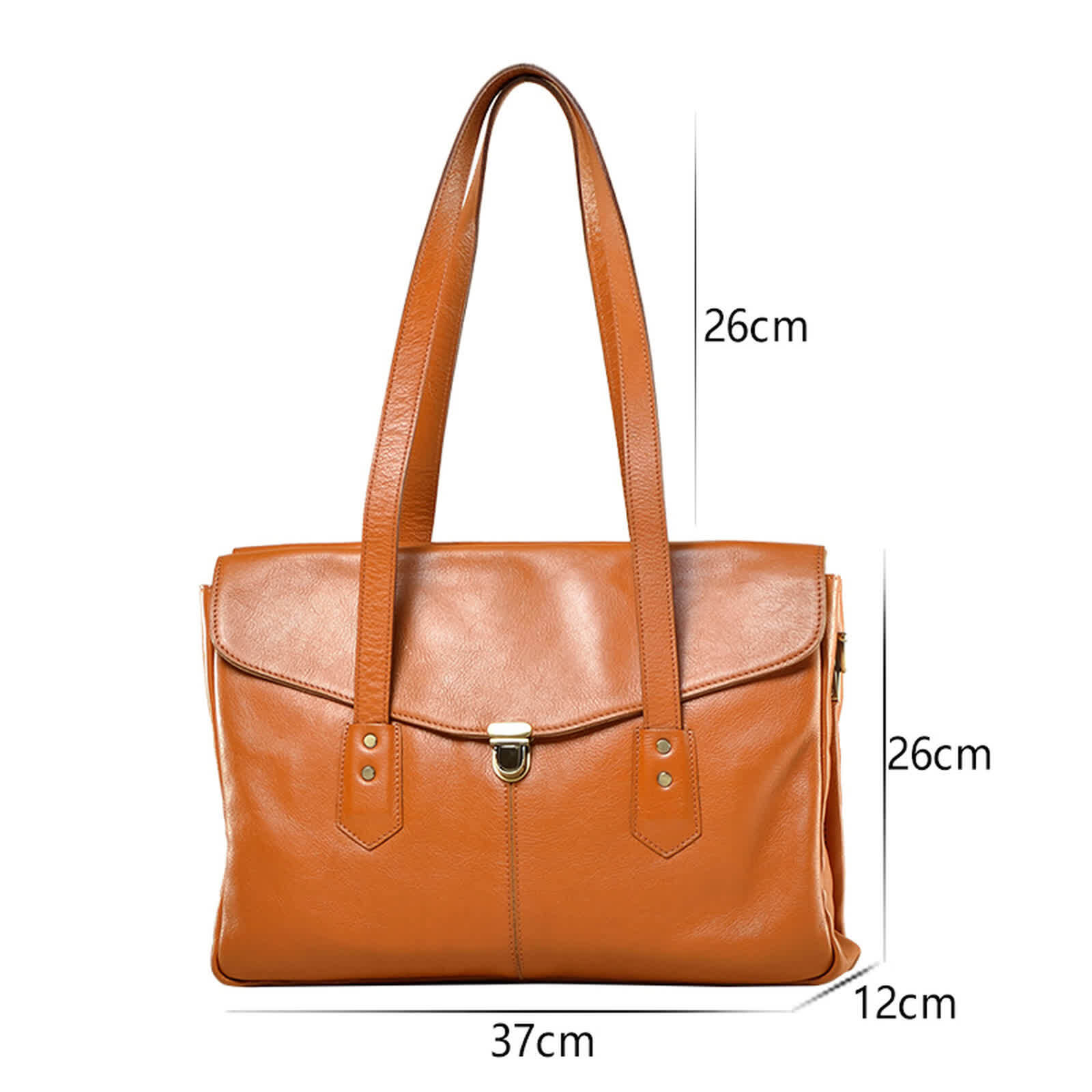 Erivis Brown Women Genuine Leather Briefcase with Adjustable Strap