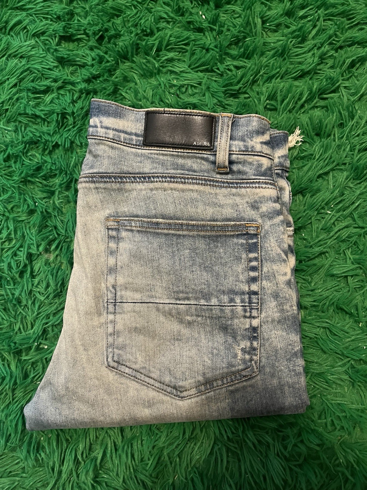 Amiri MX1 dirty indigo bandana patch jeans size 34
