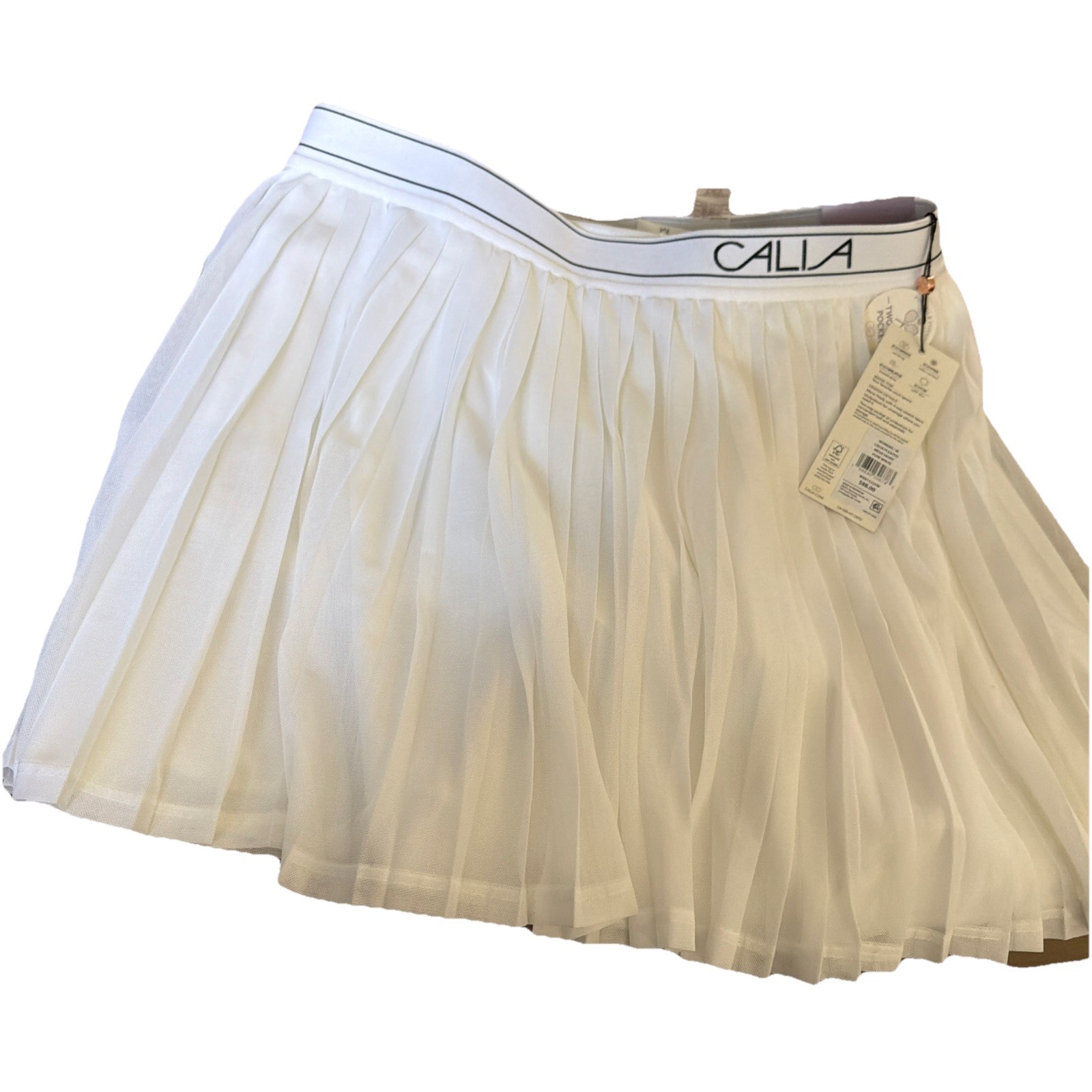 Calia Womens Pleated Mesh Skort Pure White High Rise Tennis Skirt Medium NEW