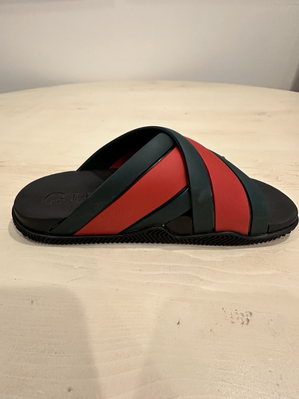 Gucci Web Stripe Rubber Slide Sandals Red Green COA GG Logo Women’s Size 5 35eu