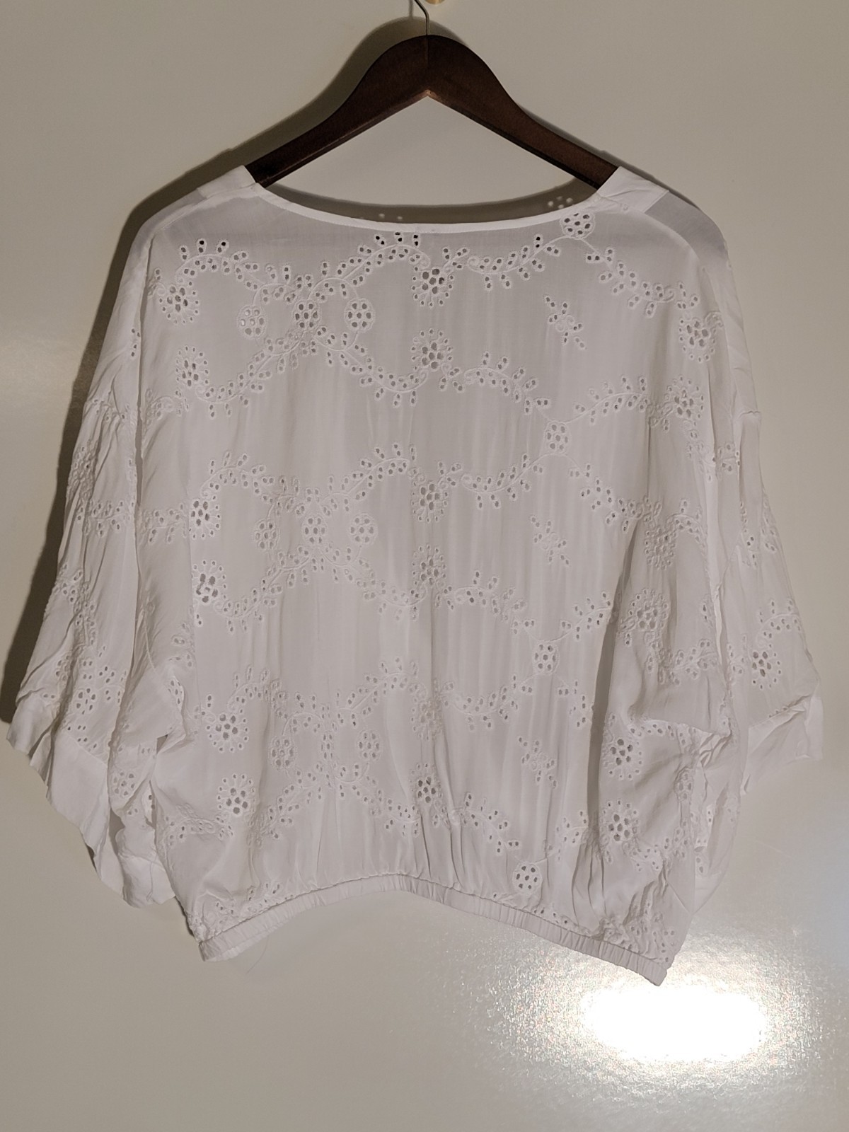 YFB Set Womens Medium White Eyelet Blouse & Skirt Lined 100% Rayon Hand Wash