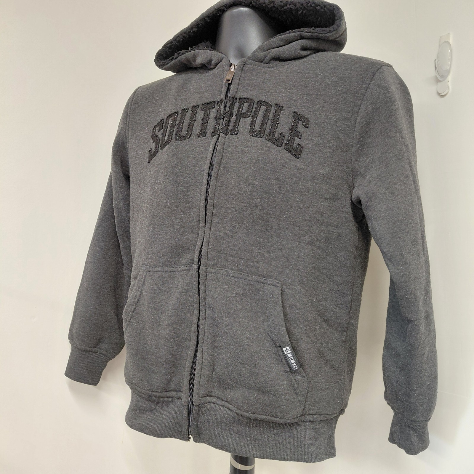 South Pole Full Zip Hoodie Youth Size Large 14/16 Black Jacket Sharpa Lined Warm