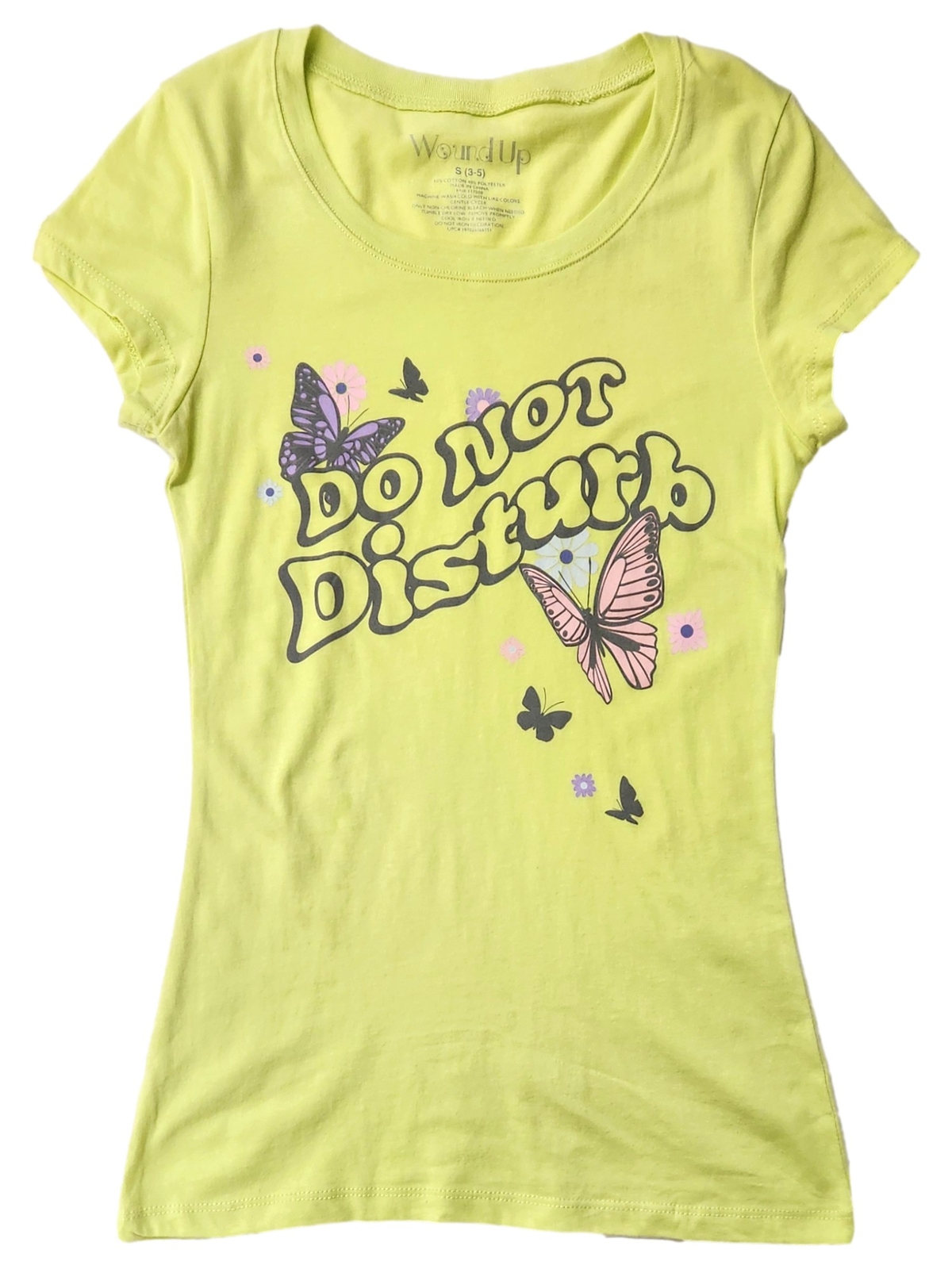 Womens (Jr’s) Green Do Not Disturb Butterfly Short Sleeve Tee T-Shirt