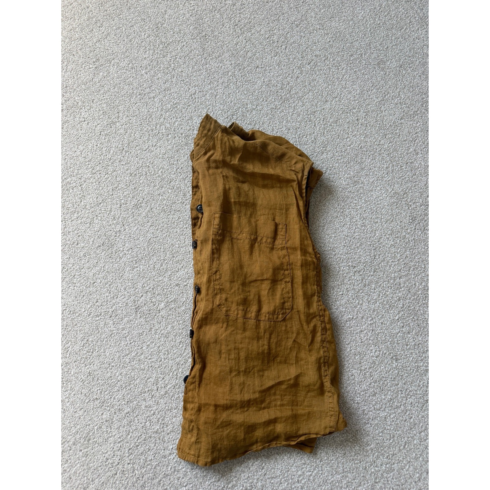 Banana Republic Minimalist Button Up Top Size XS Brown 100% Ramie Sleeveless