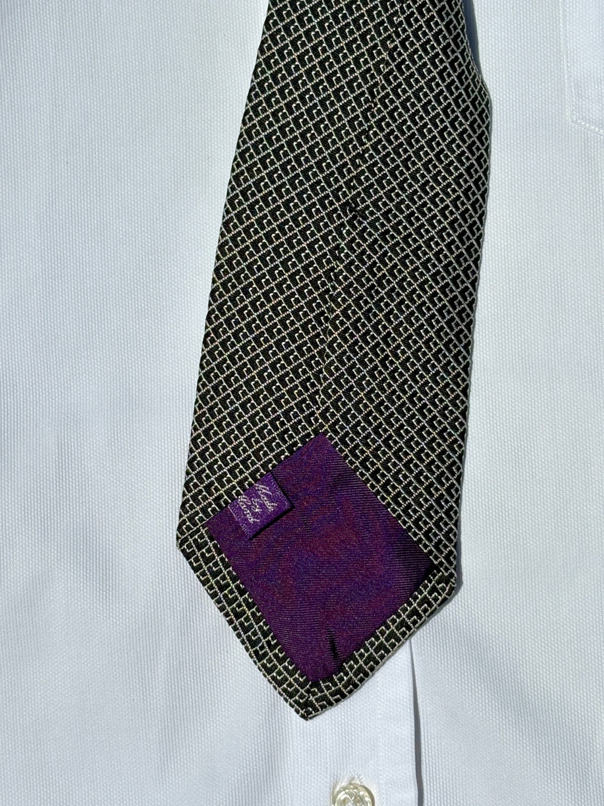 Ralph Lauren Purple Label Blue & Silver Woven Silk Tie – England – $235.00