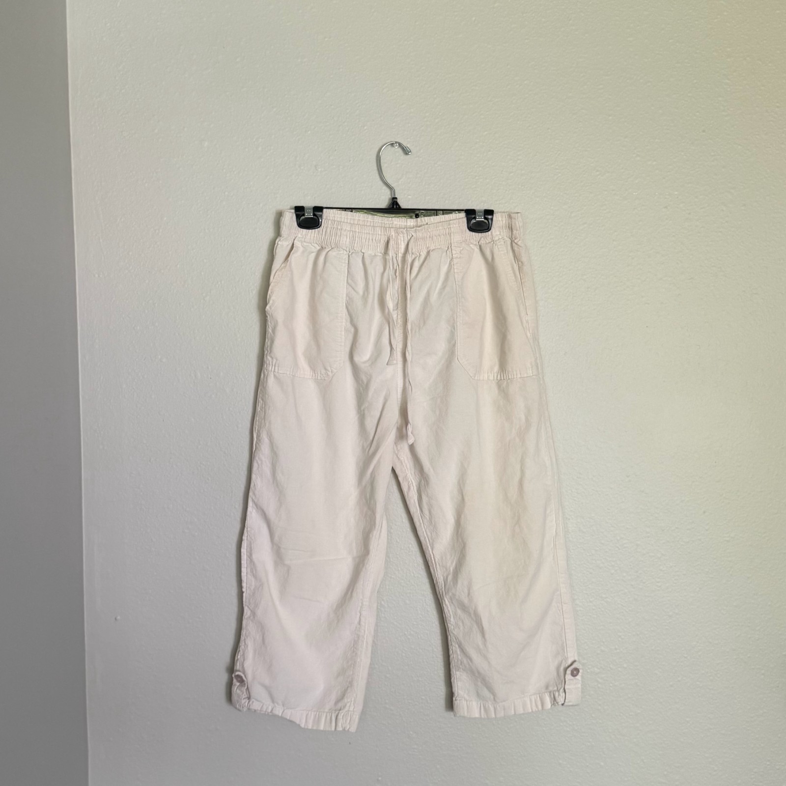 Vintage 90s Regton USA Cream Cotton Capri Pants Size M Utility Cargo Sailcloth