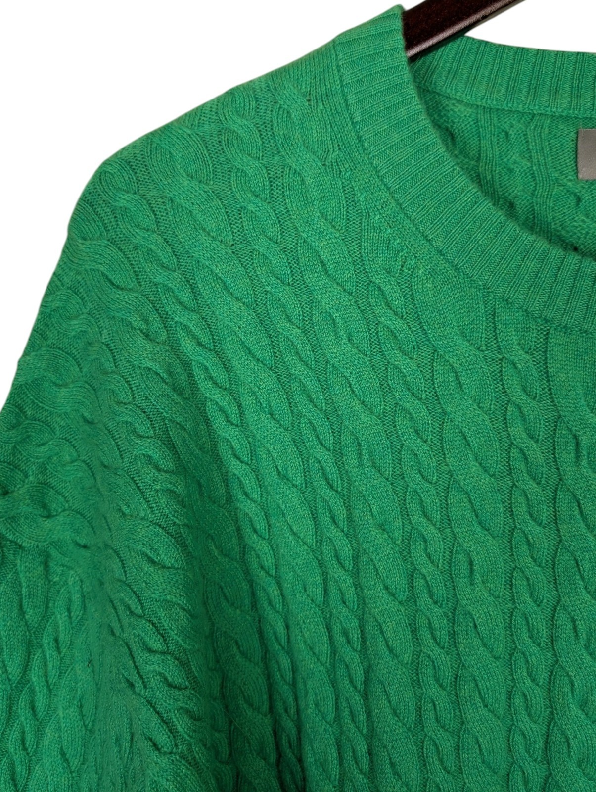 J Crew Green 100% Cashmere Cable Knit Button Cardigan Sweater Size 3X SP26
