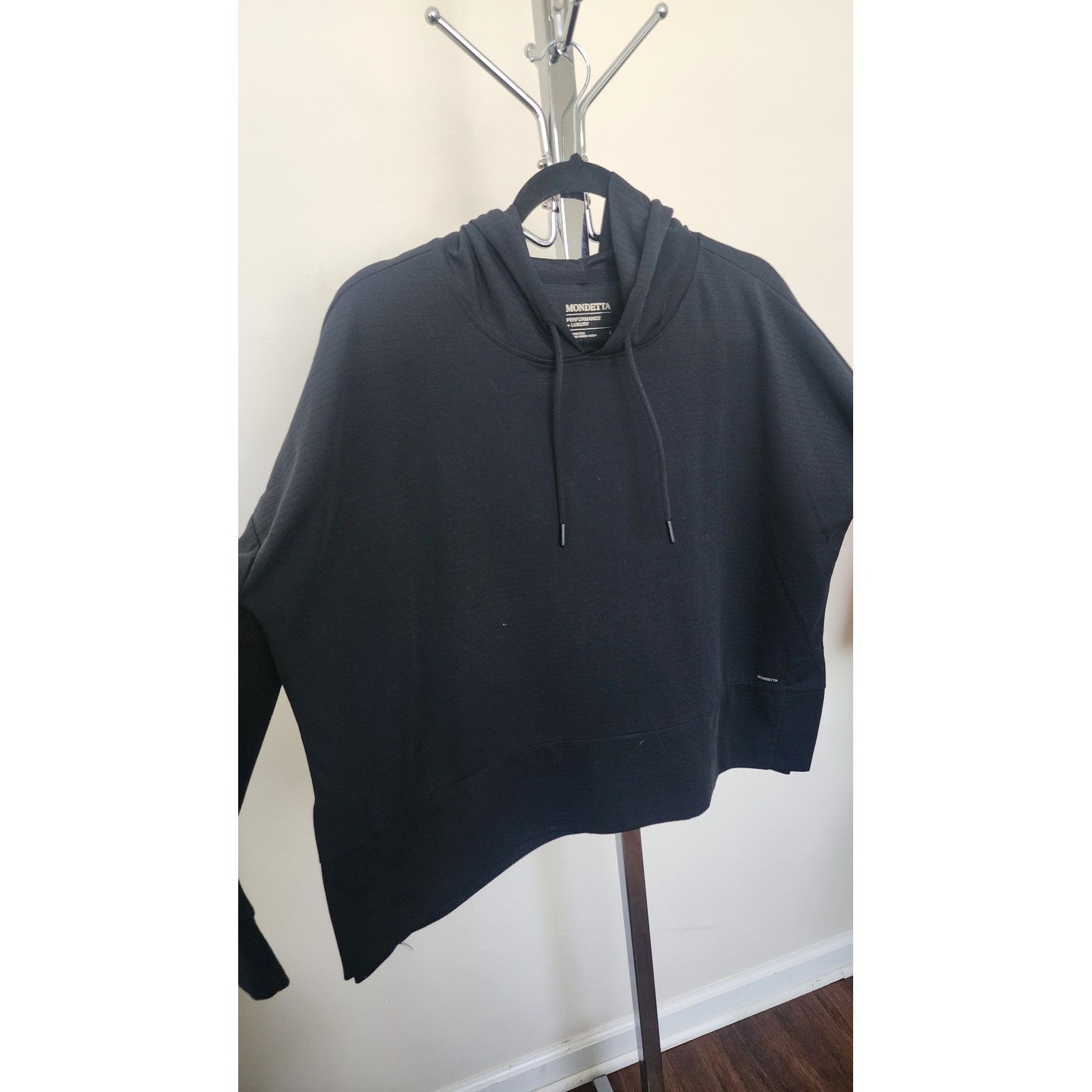 Mondetta Loose fit Womens Black Textured Hoodie Activewear Sweatshirt S