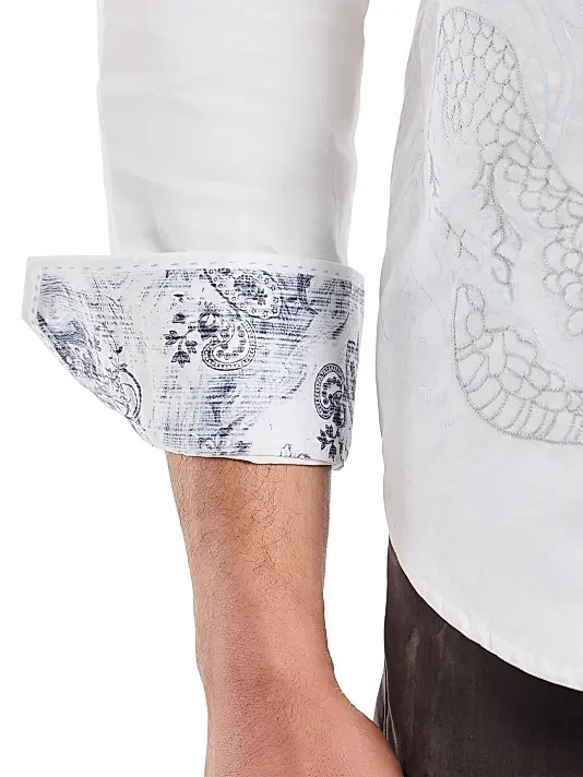 $378 Robert Graham Maelstorm Button Down Embroidery Tiger Dragon Paisley Shirt L