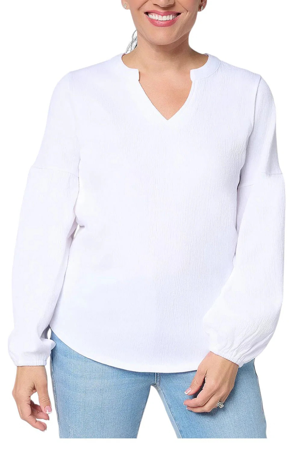 Belle by Kim Gravel Women’s Packabelle Getaway Split Neck Top White