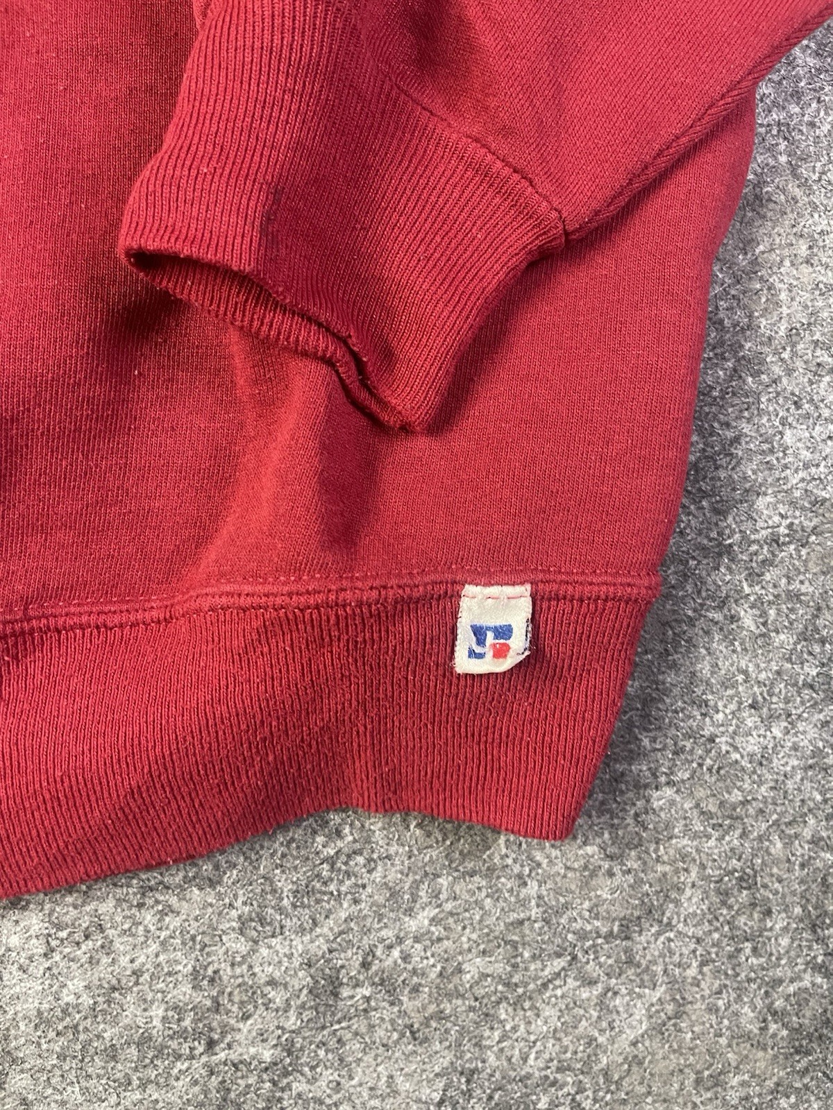 Vintage Russell Athletic Mens Large Blank Crewneck Sweatshirt Red 90s Logo USA L