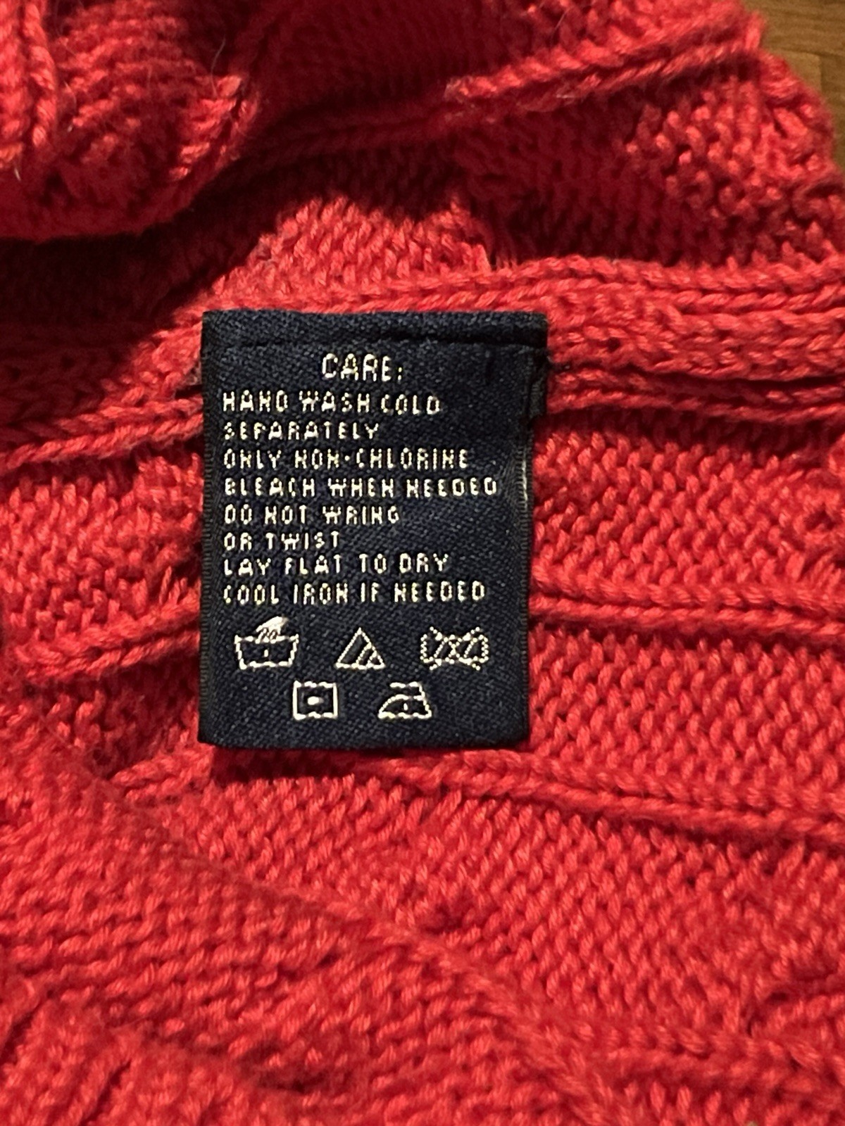 Lauren Ralph Lauren Red Cable Knit Mock Neck Cardigan Sweater XL Preppy Cottage
