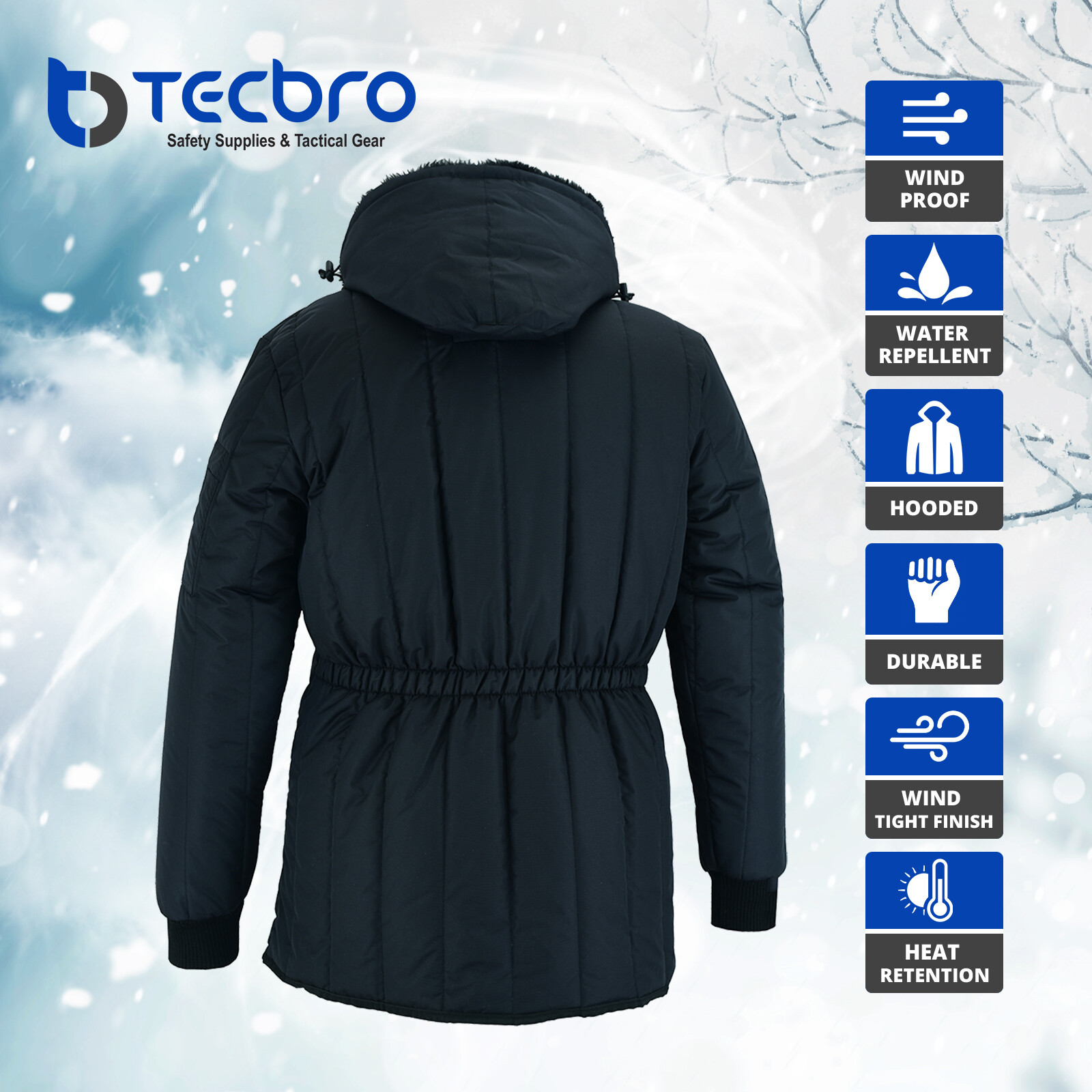 Tecbro Chill Bloc -50°F Freezer Jacket Parka Extreme Cold Weather with Hood
