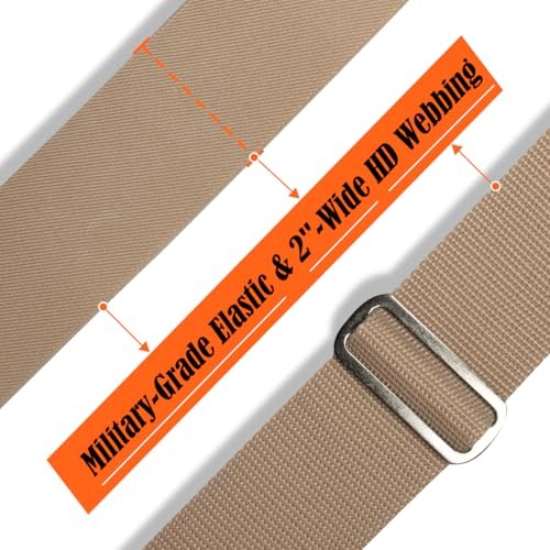 Heavy-Duty Beige Work Suspenders, 2 Inch Wide Suspenders for Men, Big Belt