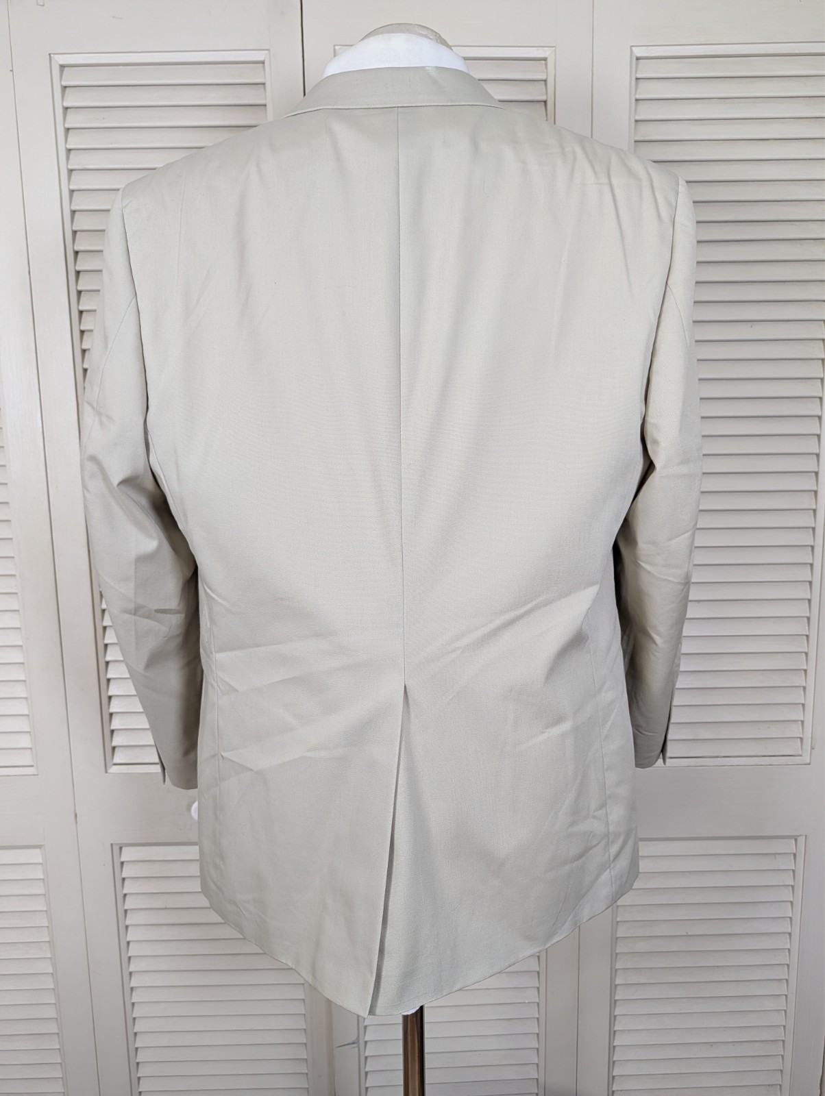 Haspel Perfect Poplin 2 Piece Suit Mens 44R Pants 32×33 Solid Beige Cream Cotton
