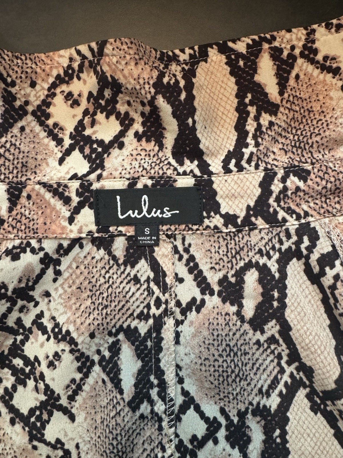 Lulus Snakeskin Print Long Open Front Lightweight Unlined Collared Coat S