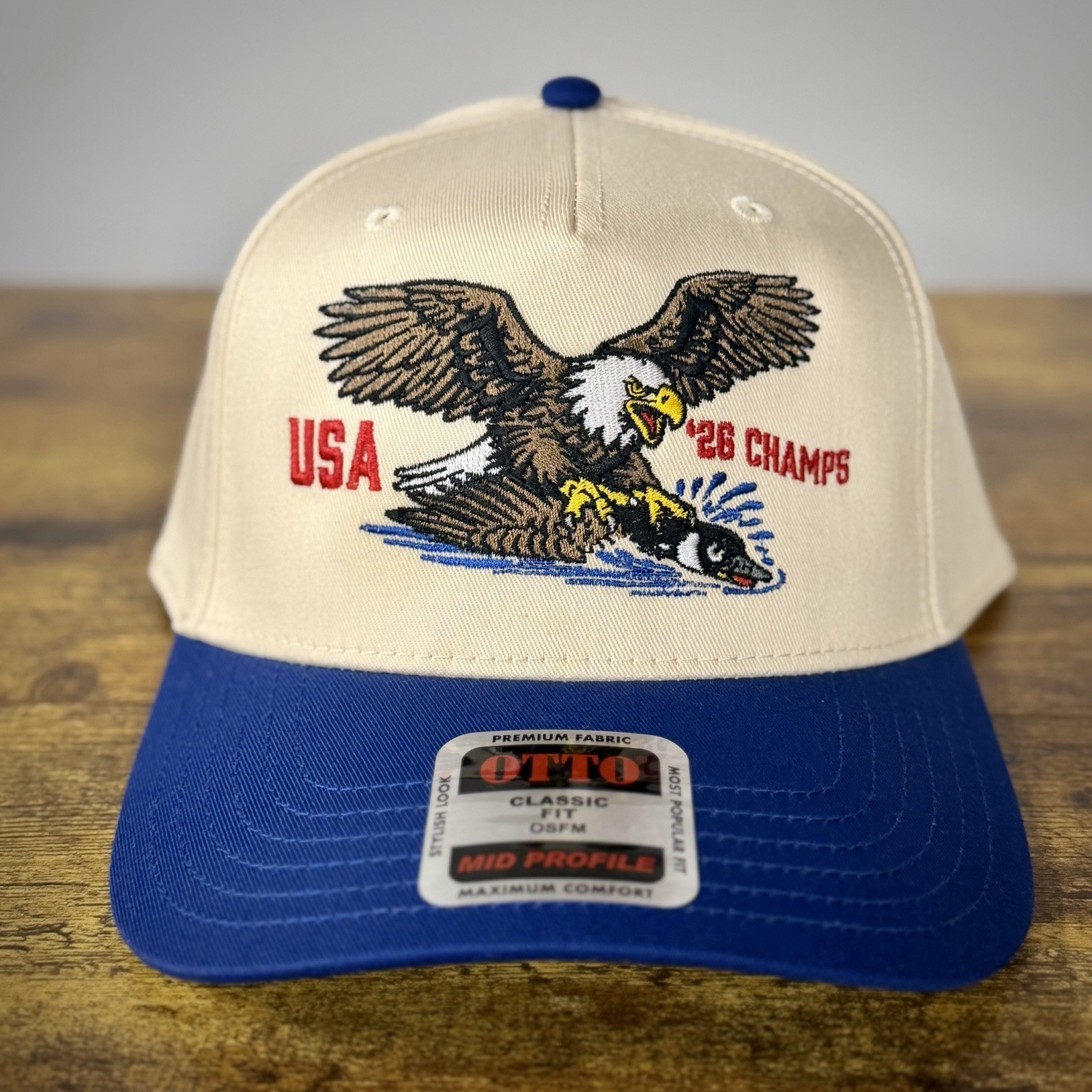 USA Bald Eagle v Goose Natural/Blue Otto Snapback Hat – NHL / Olympics Champs 26
