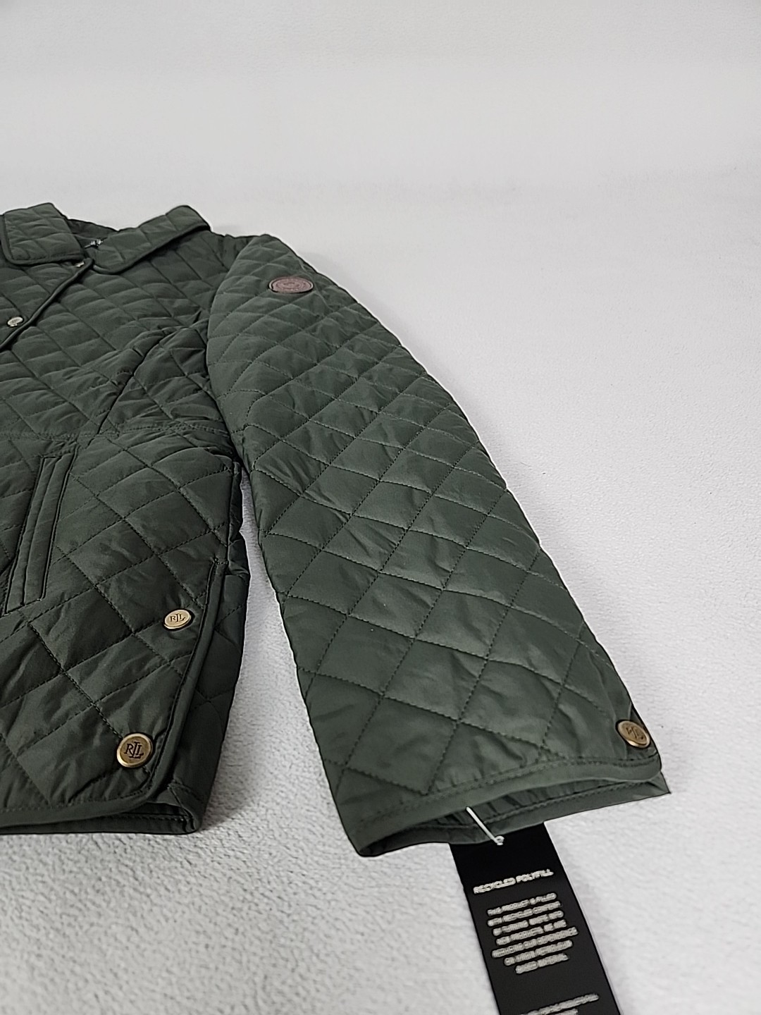 Lauren Ralph Lauren Diamond Quilted Button Up Mid Jacket Women’s Large Green