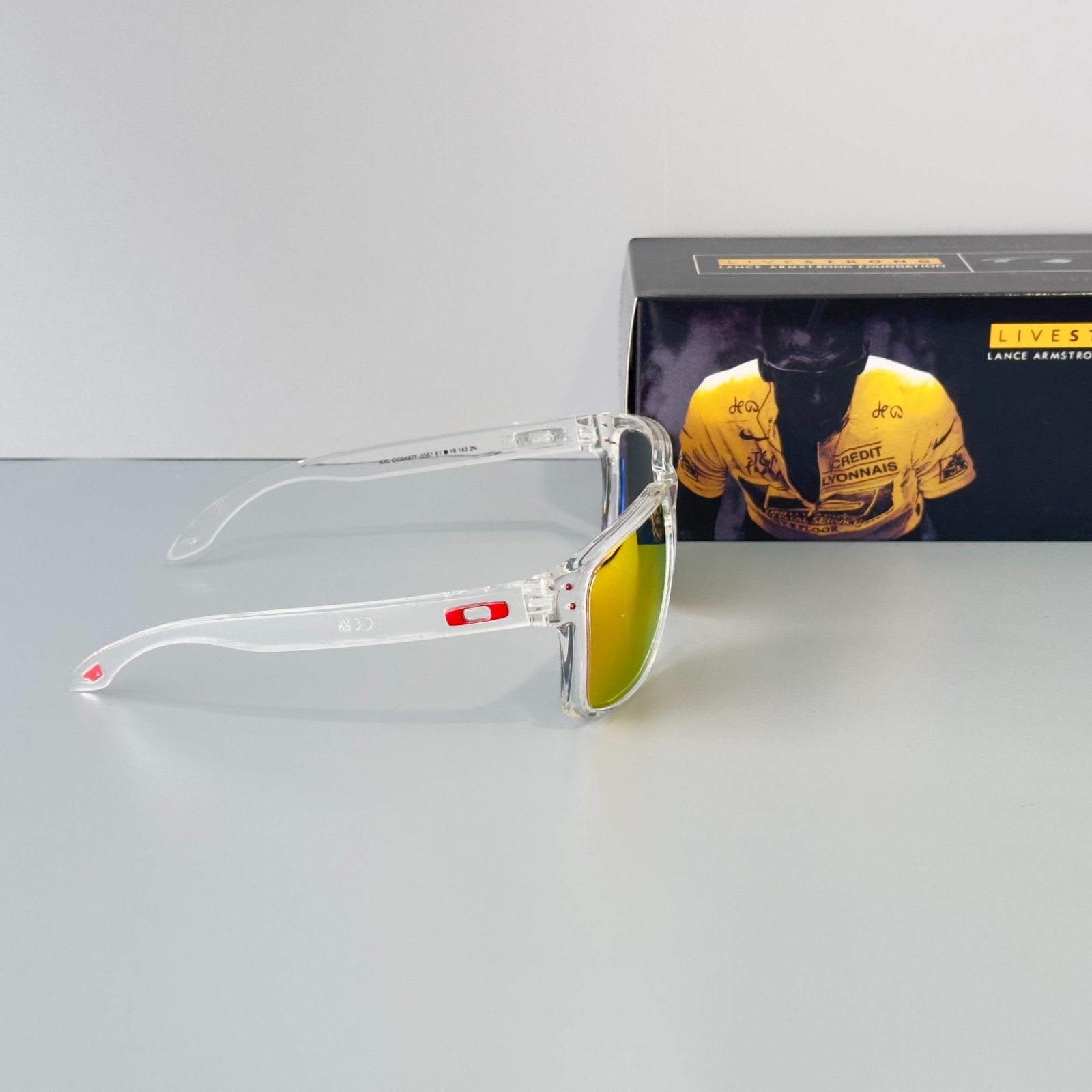 Oakley Holbrook XXL OO9487 Sunglasses Crystal Clear Frame Red Lenses Unisex
