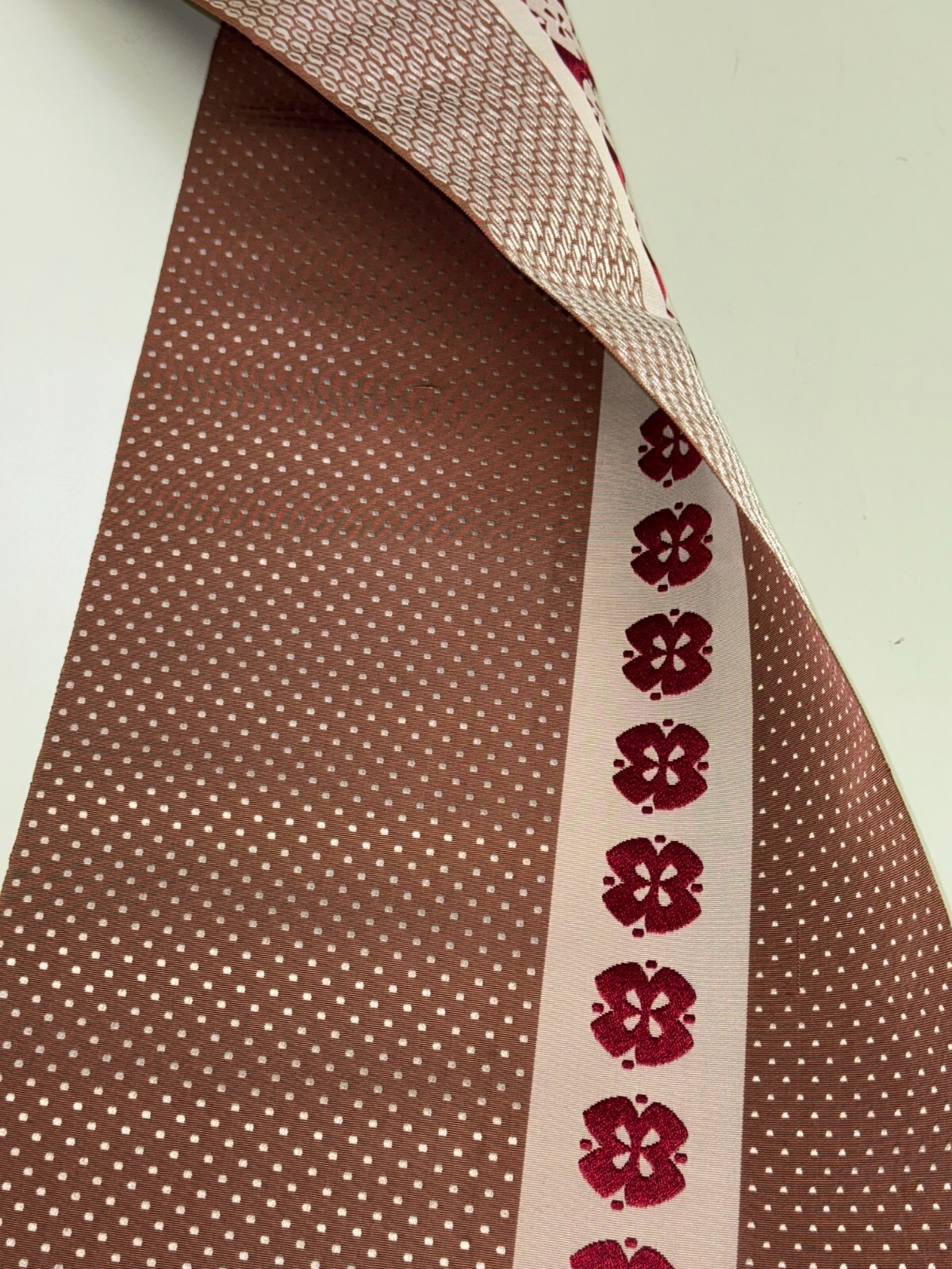 Japanese Vintage Kimono BOLT FABRIC cloth Silk brown Cut Sales 35.4×11.4in