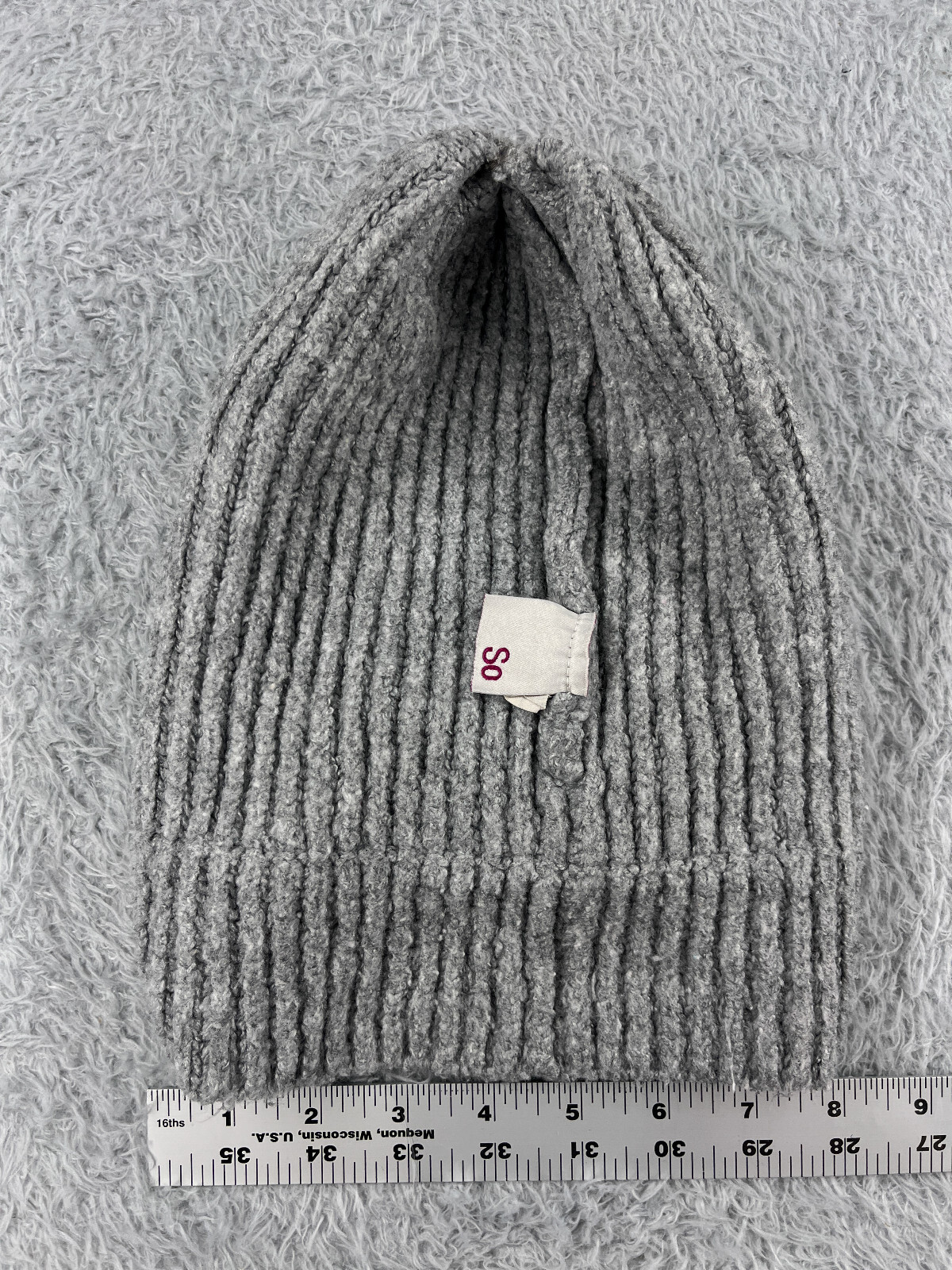 So Beanie Toque Womens One Size Gray Knit Acrylic Polyester Spandex Blend Ski