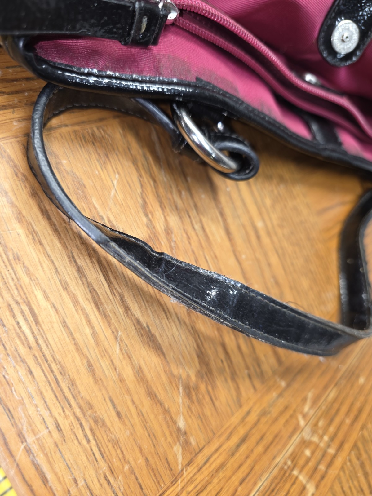 Coach Heritage Peyton Signature Black Gray Patent Leather Trim 18923
