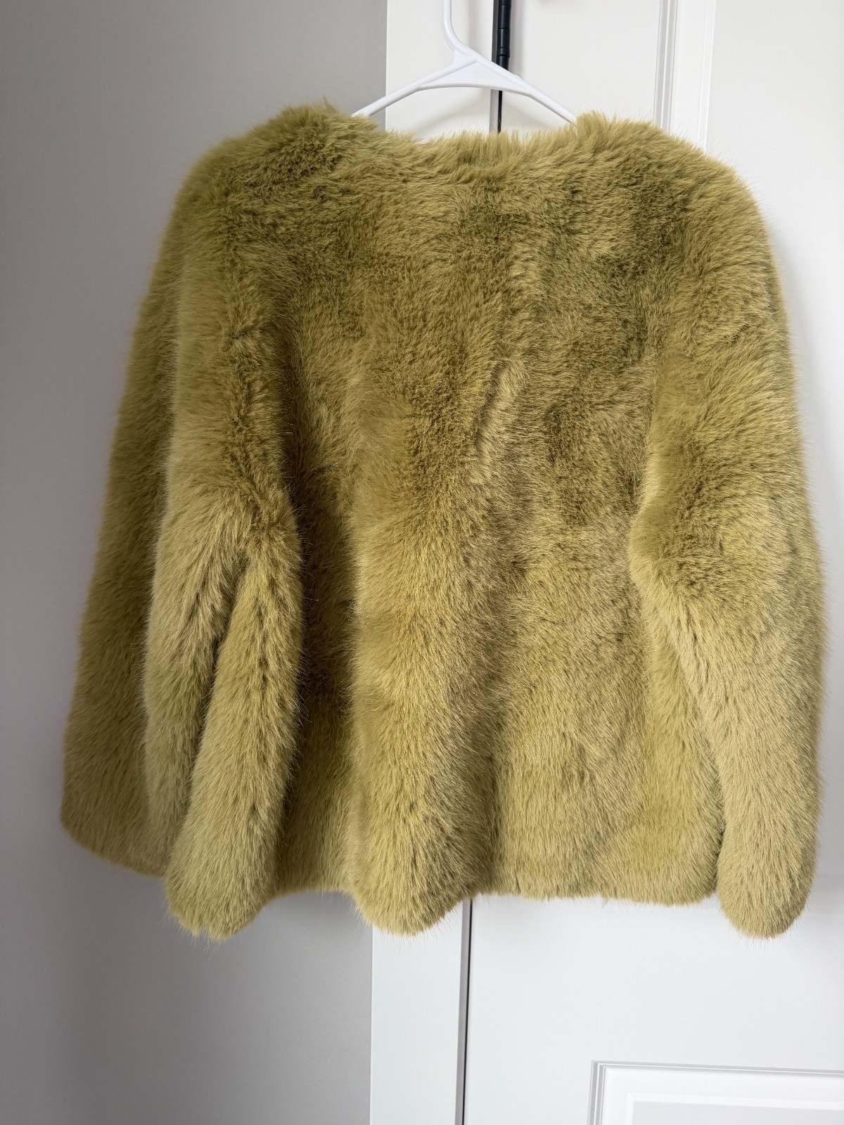 Women’s Olive Green Faux Fur Jacket Toggle Closure Long Winter Warm Coat