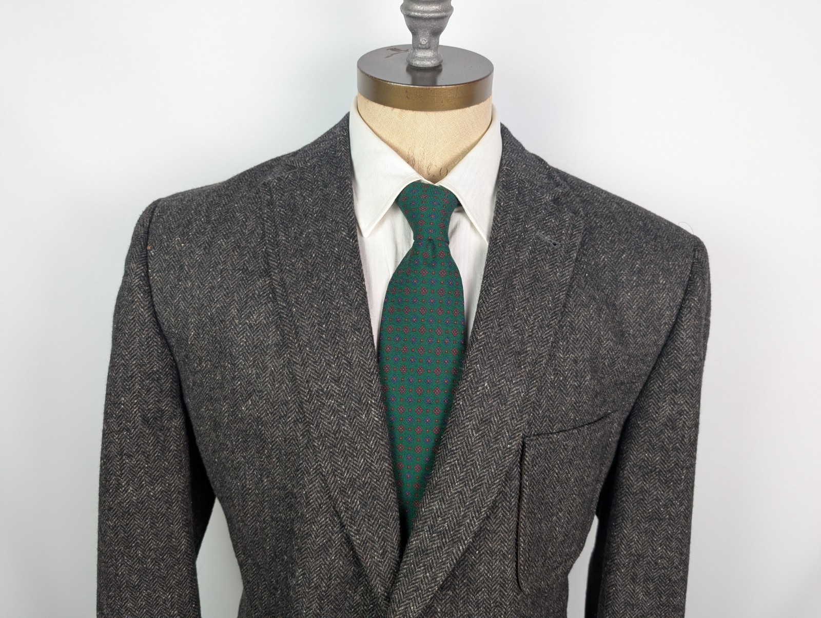 KROON Brown Herringbone Tweed Patch Pocket Sport Coat Jacket Sz 44L Dual Vent